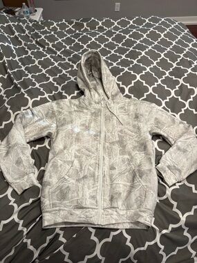 Men's Neutral Patterned Pullover Hoodie - Light Gray
